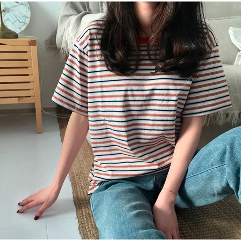 90's Retro Stripes Casual Loose Shirt