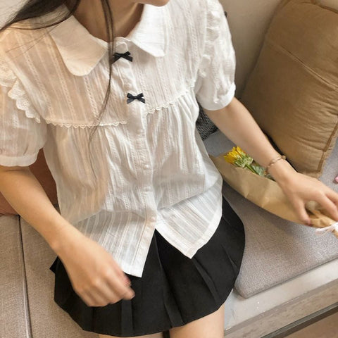 Lace Kawaii Short Sleeve Blouse Shirt