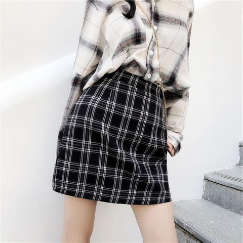 Vintage Plaid A-Linie Casual Miniröcke 