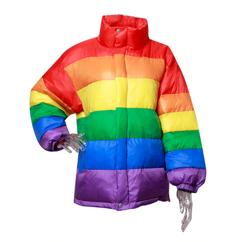 Regenbogen gestreifter Mantel Parka Jacke