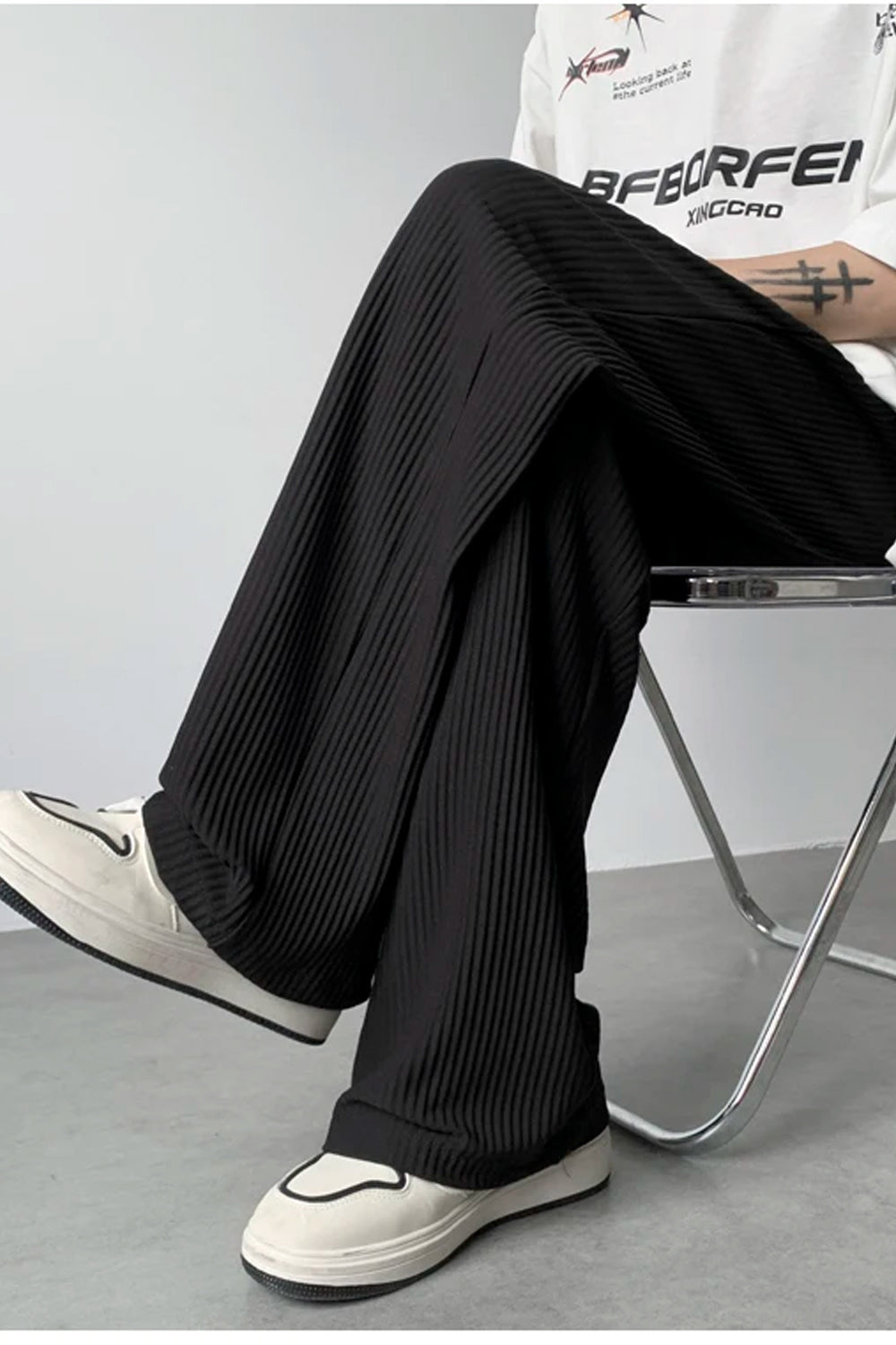 Loose Casual Long Pleated Men Pants