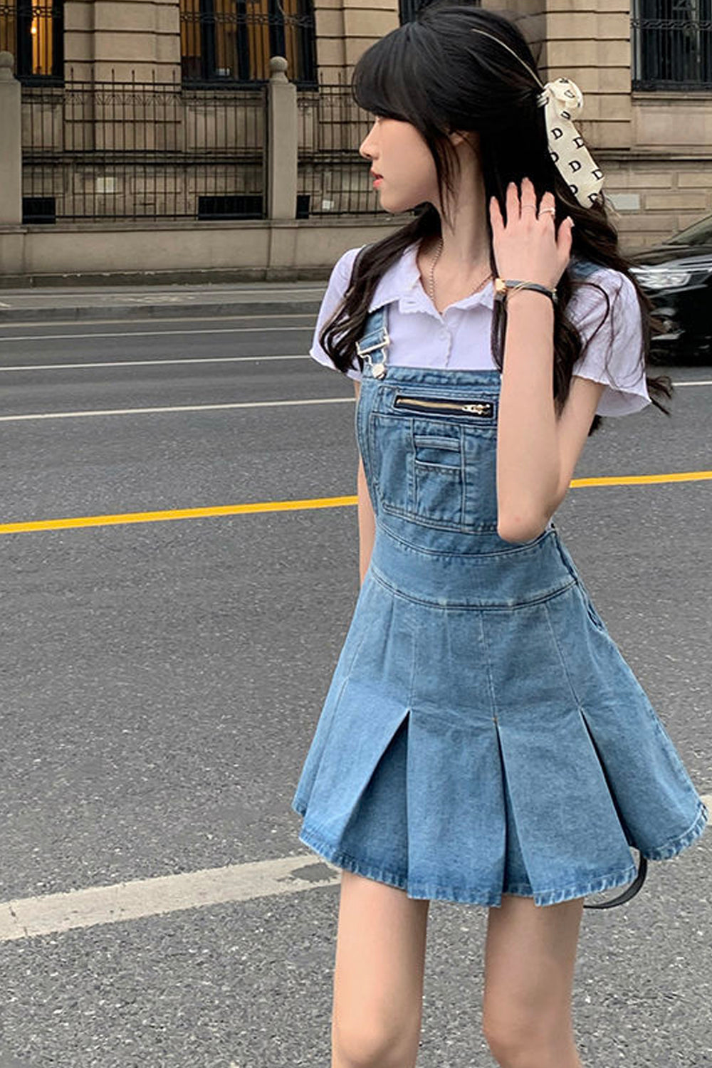 Sexy Cute Folds Denim Mini Dress