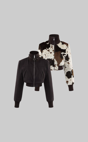 Reversible High-Neck Jacket with Belt Detail
