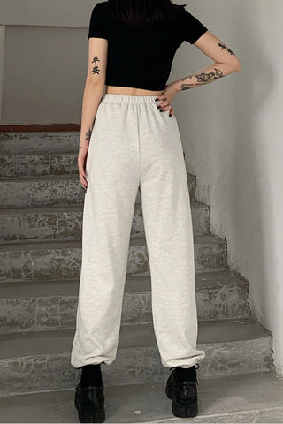 High Waist Cute Hole Solid Cotton Pants