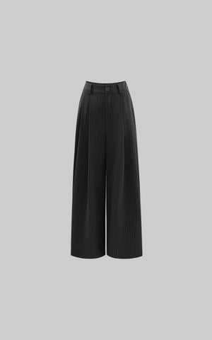 Pinstripe Wide-Leg Trousers