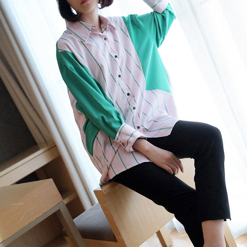 Elegant Striped Blouse Shirt