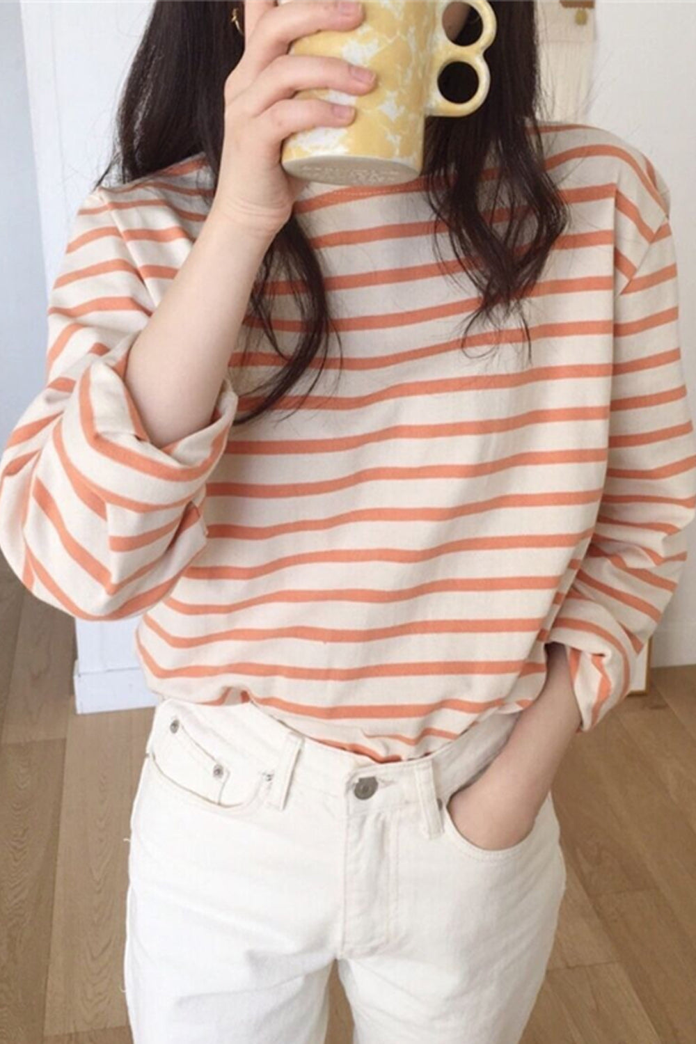 Long Sleeve Cute Colors Striped Loose Shirt