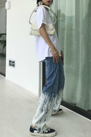 High Waist White Tie Dye Stylish Jeans Pants