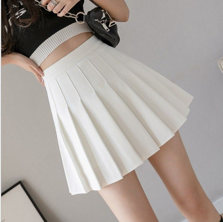 Solid Color Mini Pleated Skirts