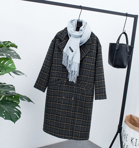 Plaid Woolen Coat