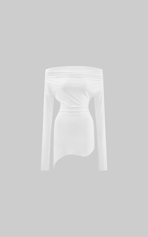Off-Shoulder Ruched Long Sleeve T-Shirt