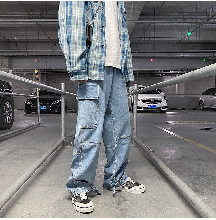 Wide Leg Hip Hop Cargo Jeans Long Pants