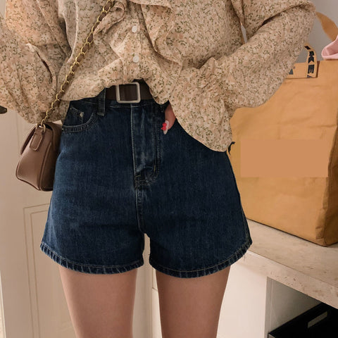 High Waist Basic Denim Shorts Jeans
