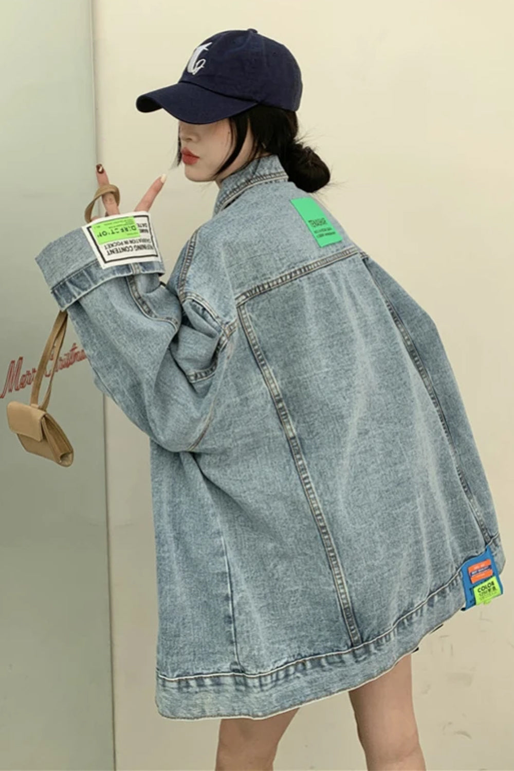 Loose Patchwork Colors Denim Jeans Jacket