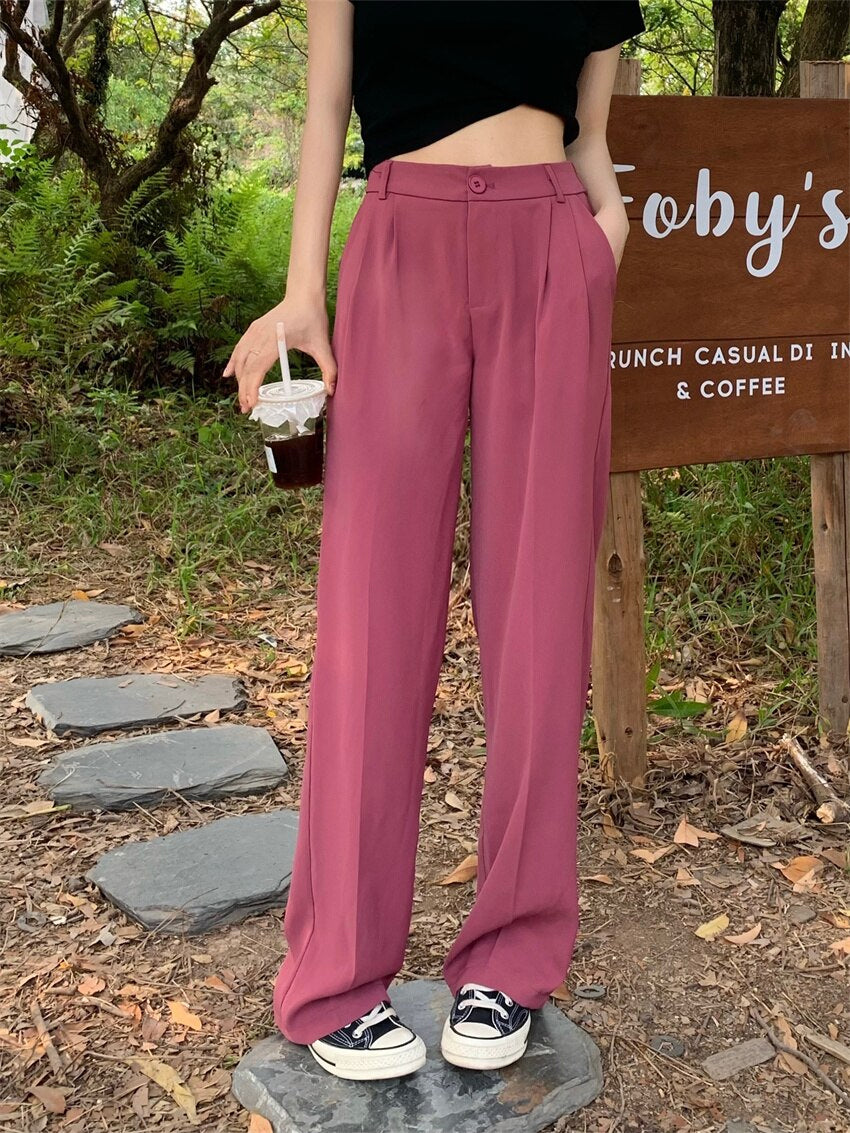 Solid Full Length Basic Long Pants