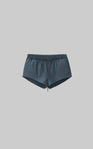 Elastic Waist Curved-Hem Mini Shorts