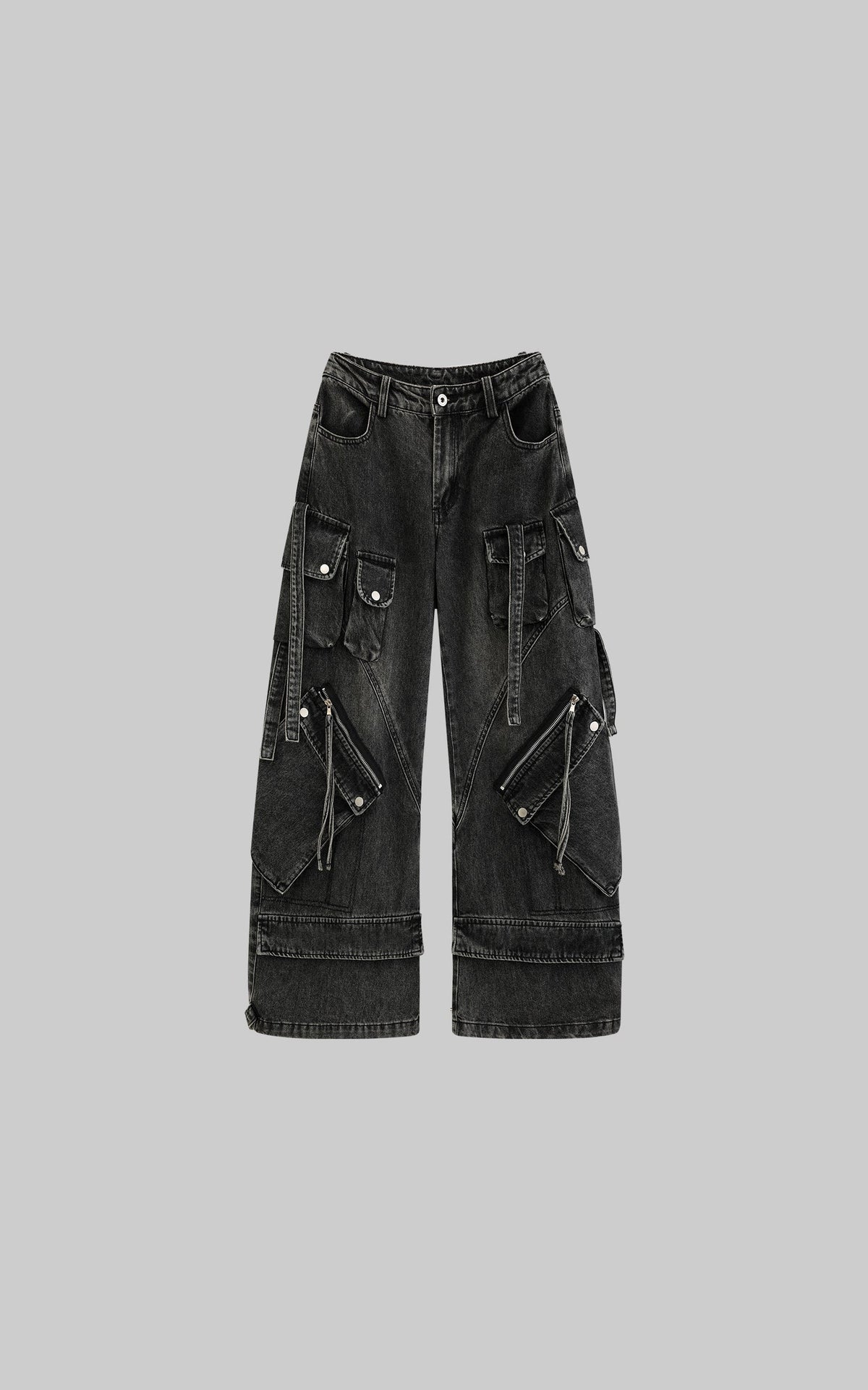 Multi-Pocket High-Rise Cargo Jeans