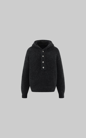 Hooded Textured Knit Jacket
