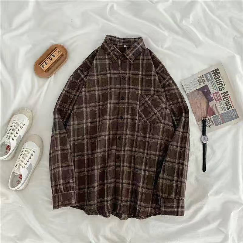 Vintage Long Sleeve Button Up Plaid Shirts