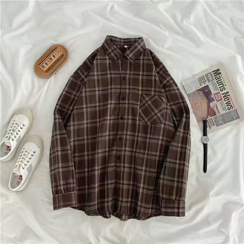 Vintage Long Sleeve Button Up Plaid Shirts