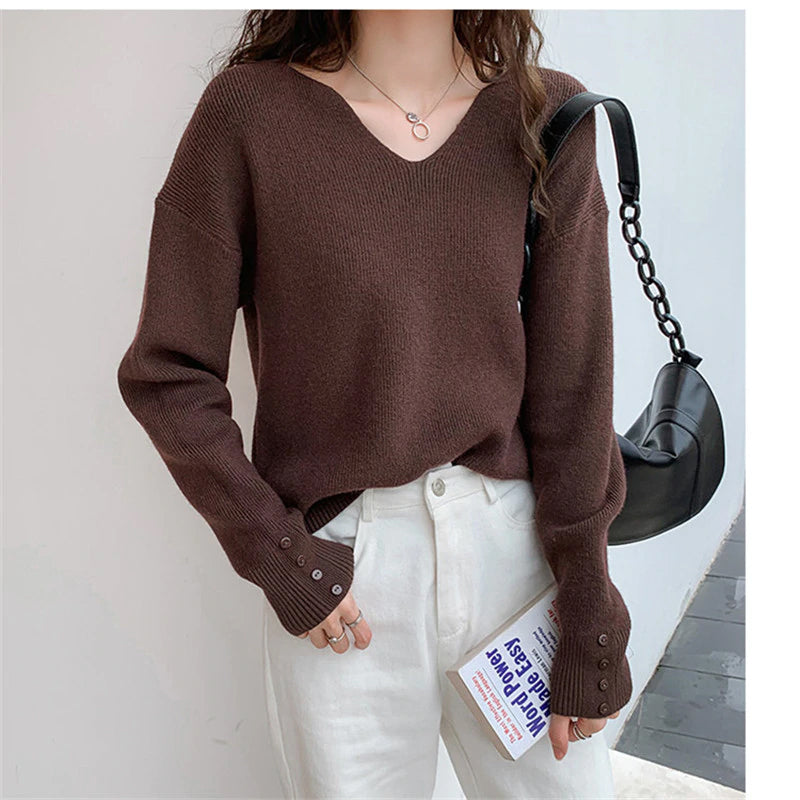 Elegant V-Neck Thin Office Sweater