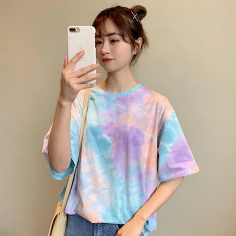 Camisa de manga corta estilo tie-dye 