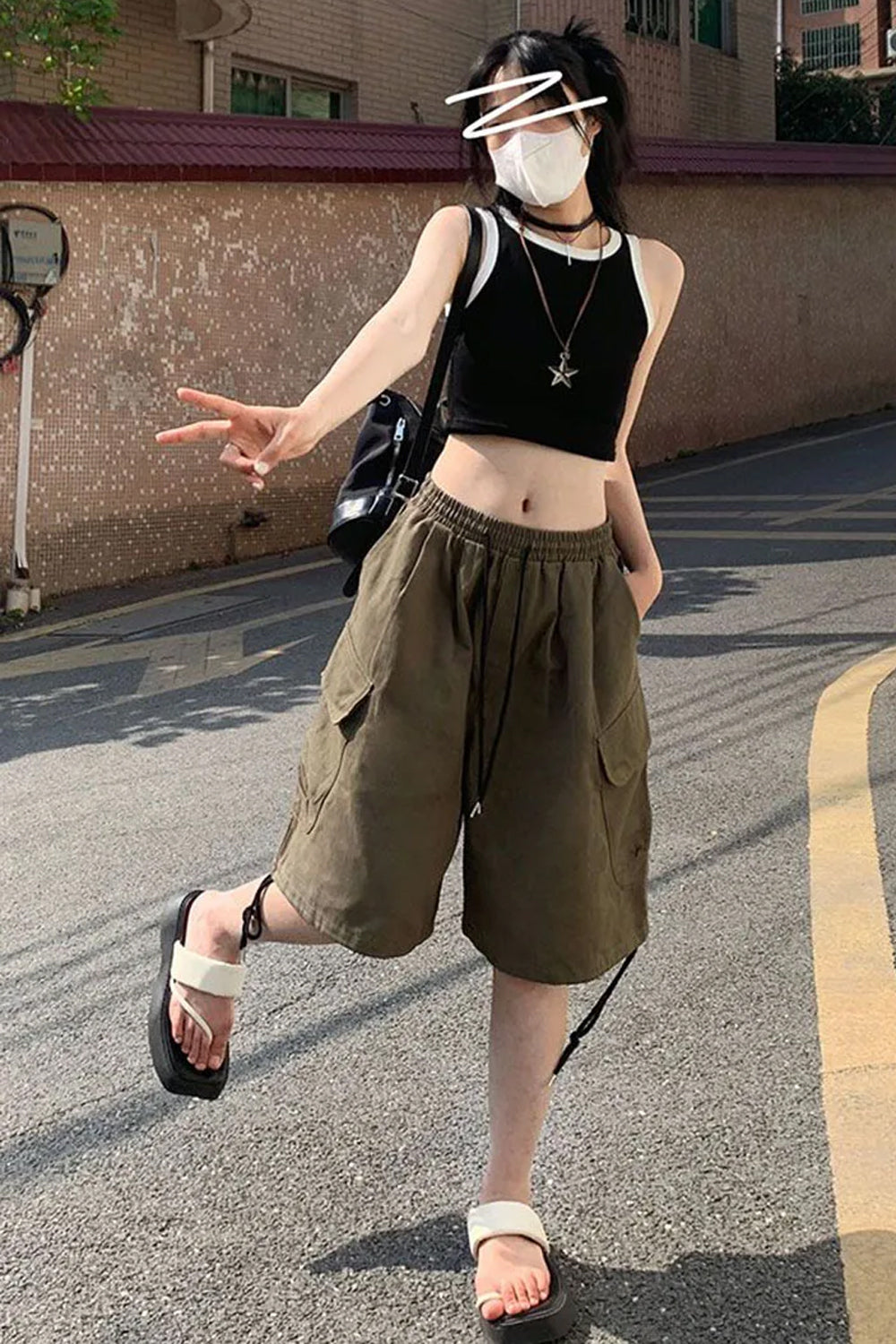 Loose Big Pockets Vintage Shorts Pants
