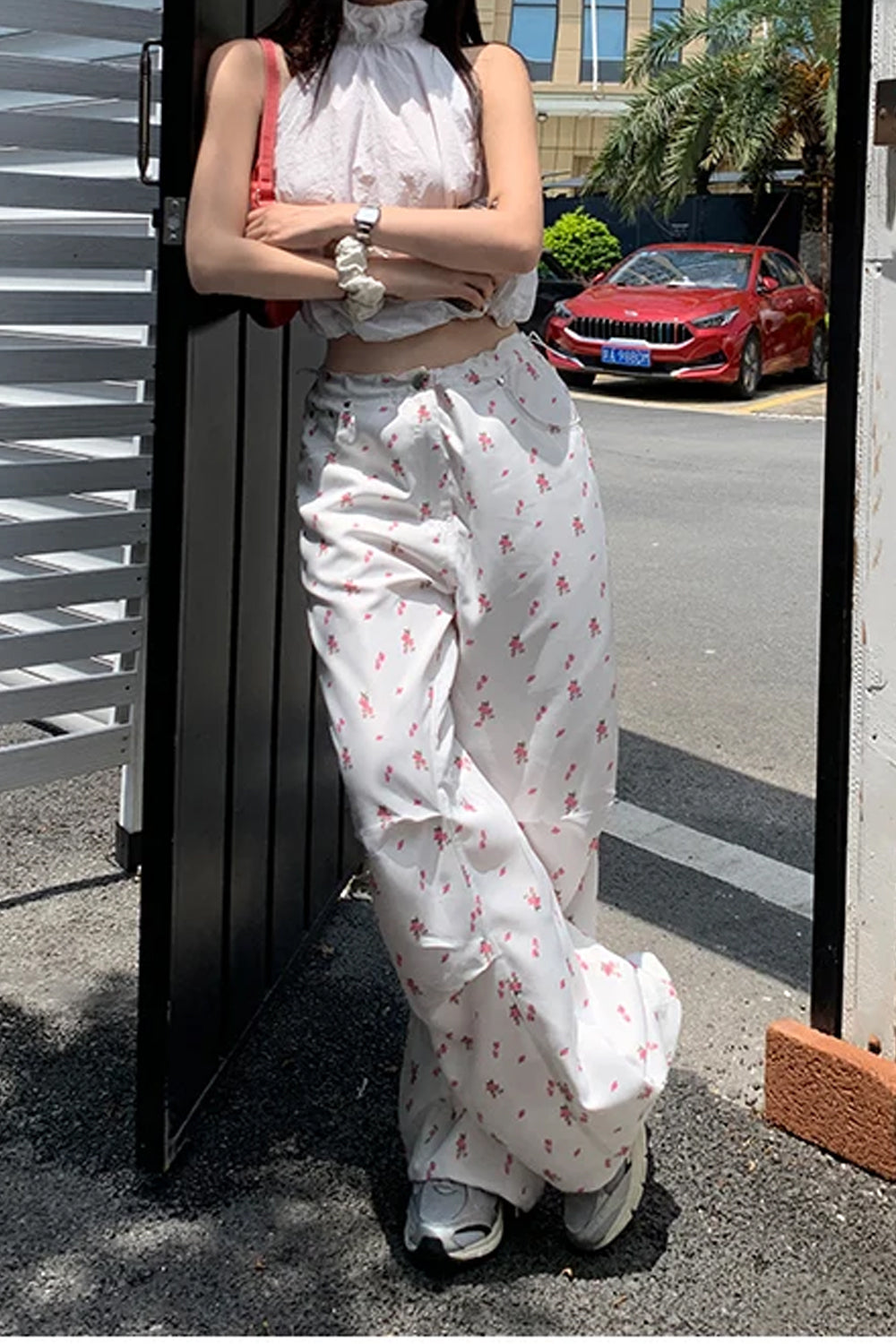 Loose Cute Floral Wide Leg Pants