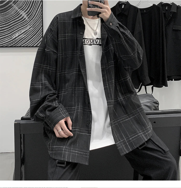 Long Sleeve Streetwear Plaid Shirt
