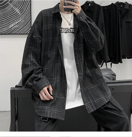 Long Sleeve Streetwear Plaid Shirt