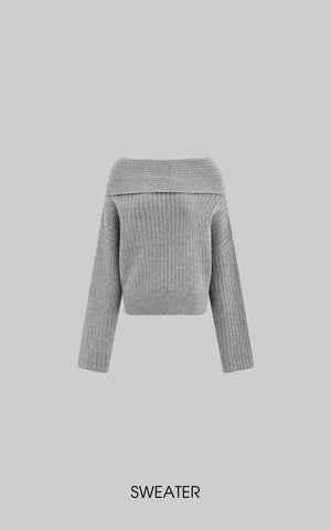 Off-Shoulder Knit Sweater and Shorts Set