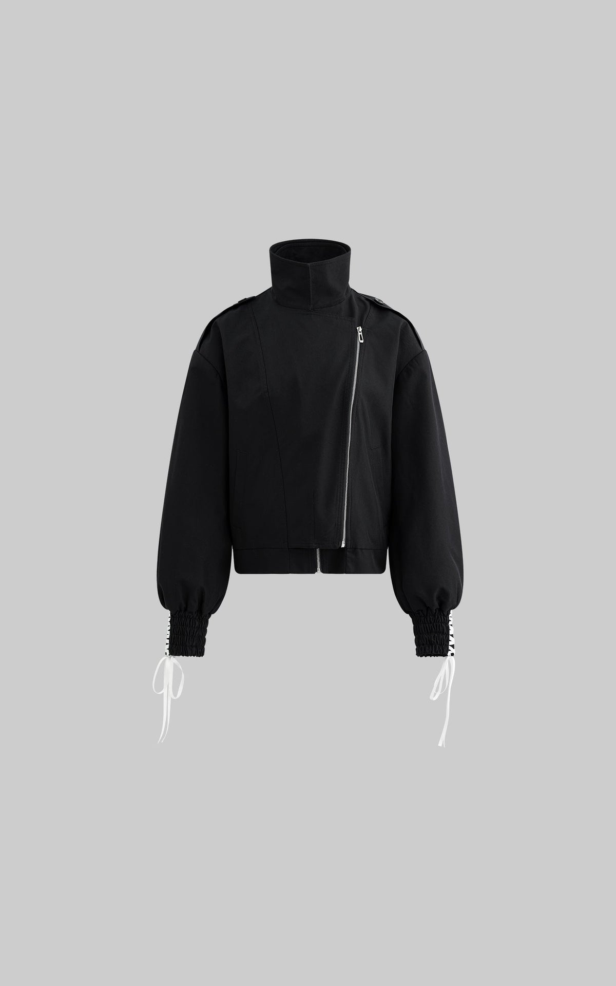 Cuffed Drawstring Sleeve Jacket