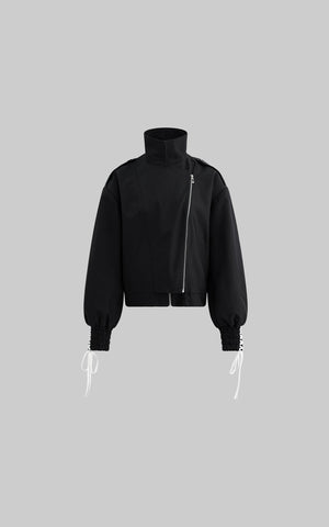 Cuffed Drawstring Sleeve Jacket