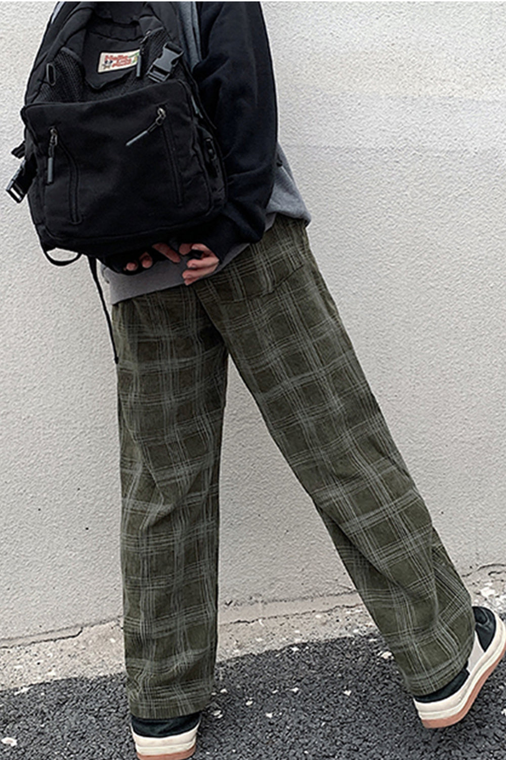 Lässige Hip Hop Plaid Cord Loose Pants 