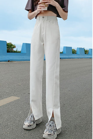 High Waist Split Cut Leg Flare Jeans