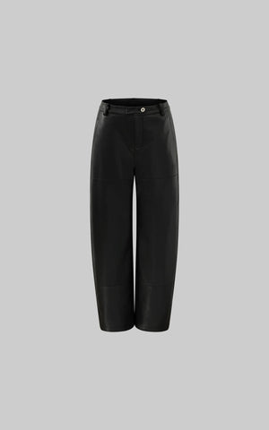 Black Faux Leather Wide-Leg Pants