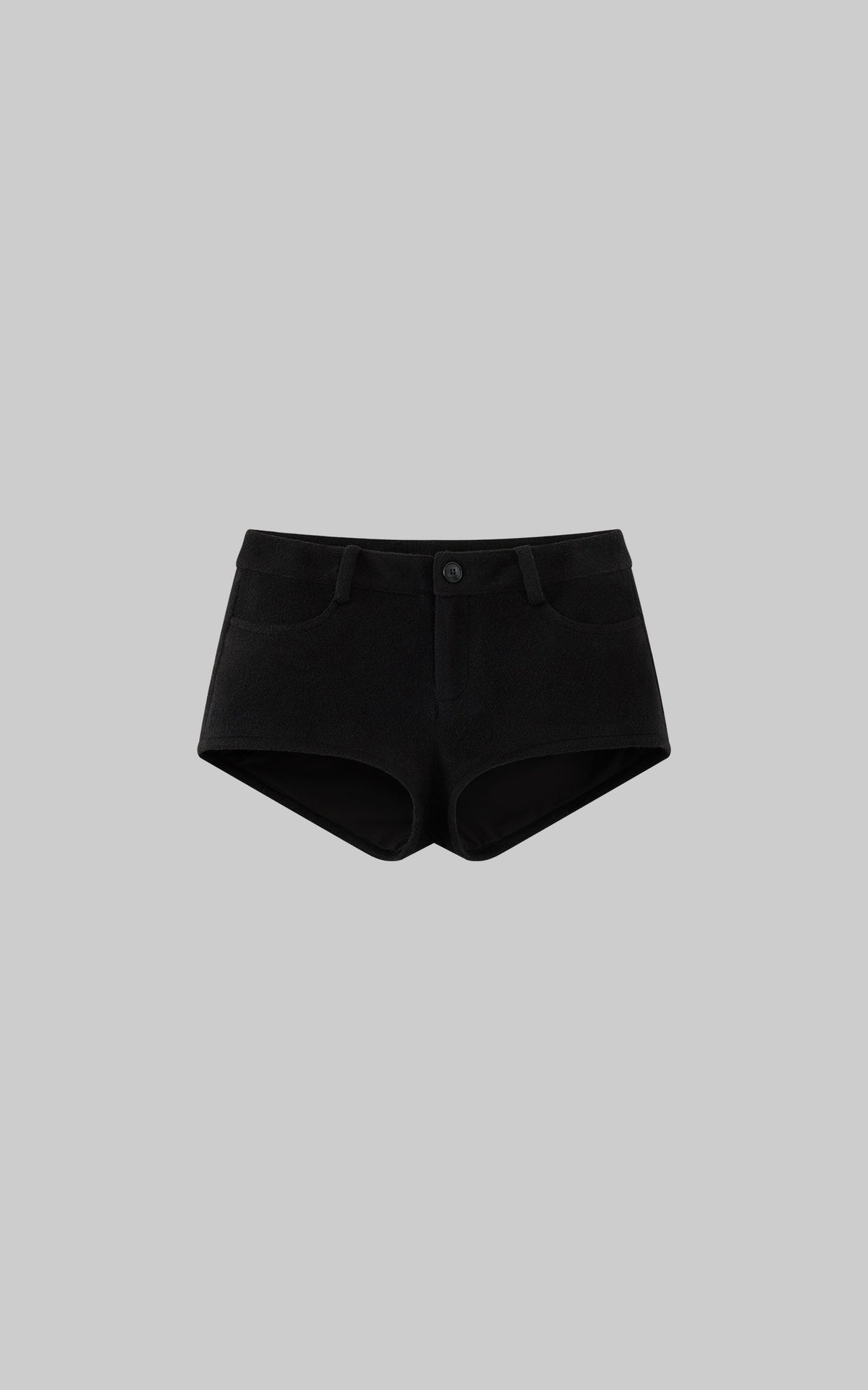 Wool-Like Low-Waist Mini Shorts