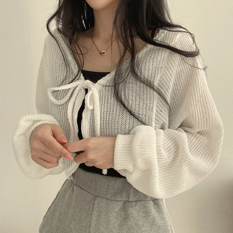 Front Tie Style Basic Elegant Sweater