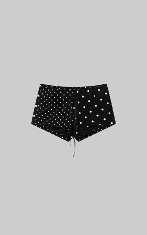 Mixed Dot Print Drawstring Shorts with Graphic Cut