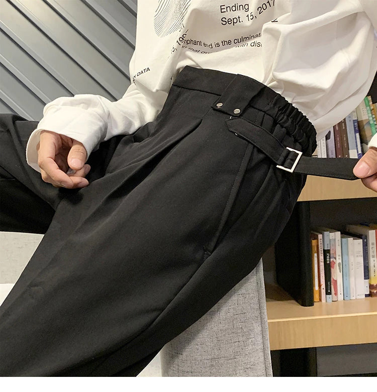 Loose Solid Colors Casual Office Long Men Pants