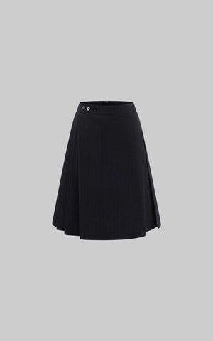 Pleated Pinstripe Skirt