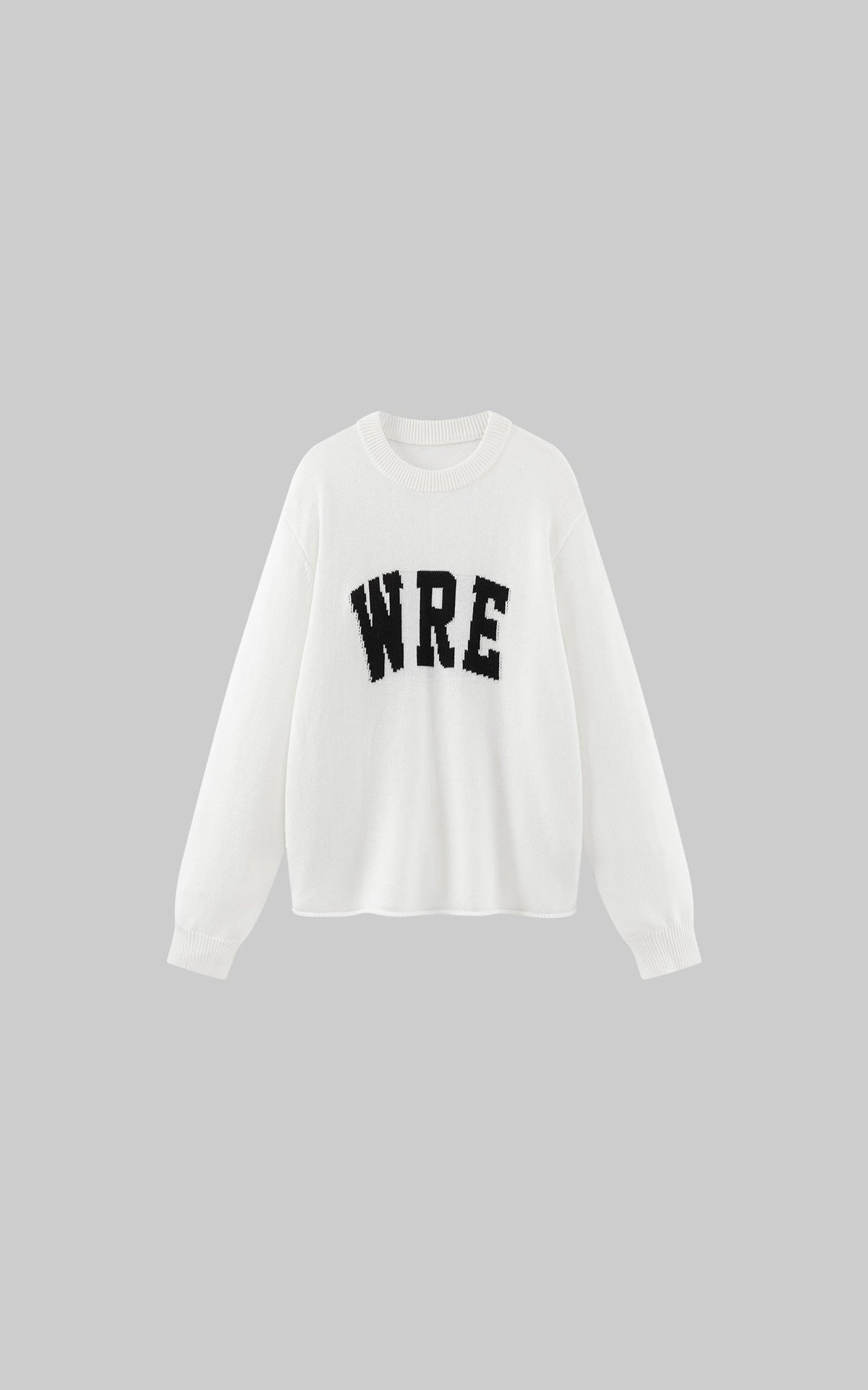 Oversized Knit Sweater with Distressed Bold WRE Logo