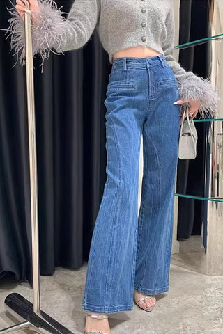 Big Bow Ruffles Design Loose Jeans Pants