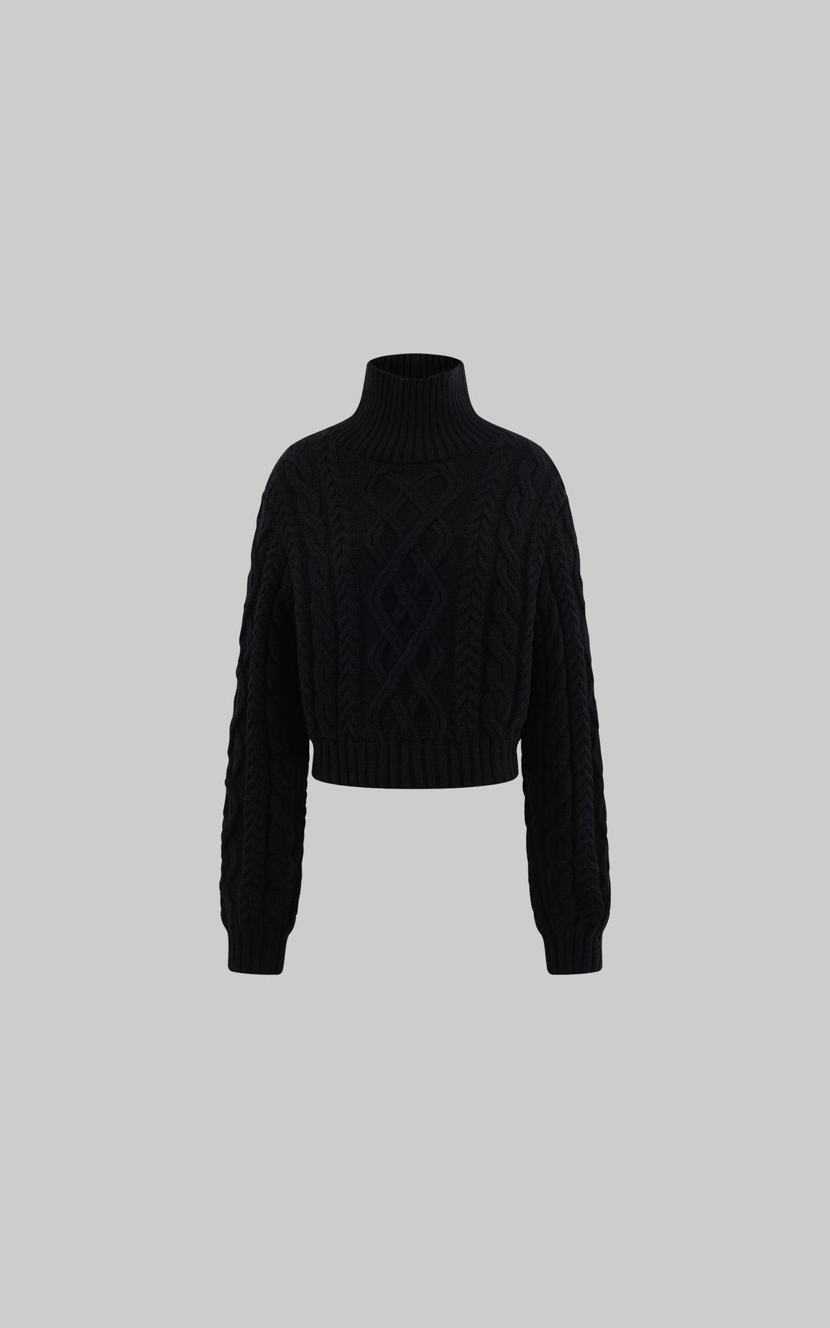 Cable-Knit Turtleneck Cropped Sweater