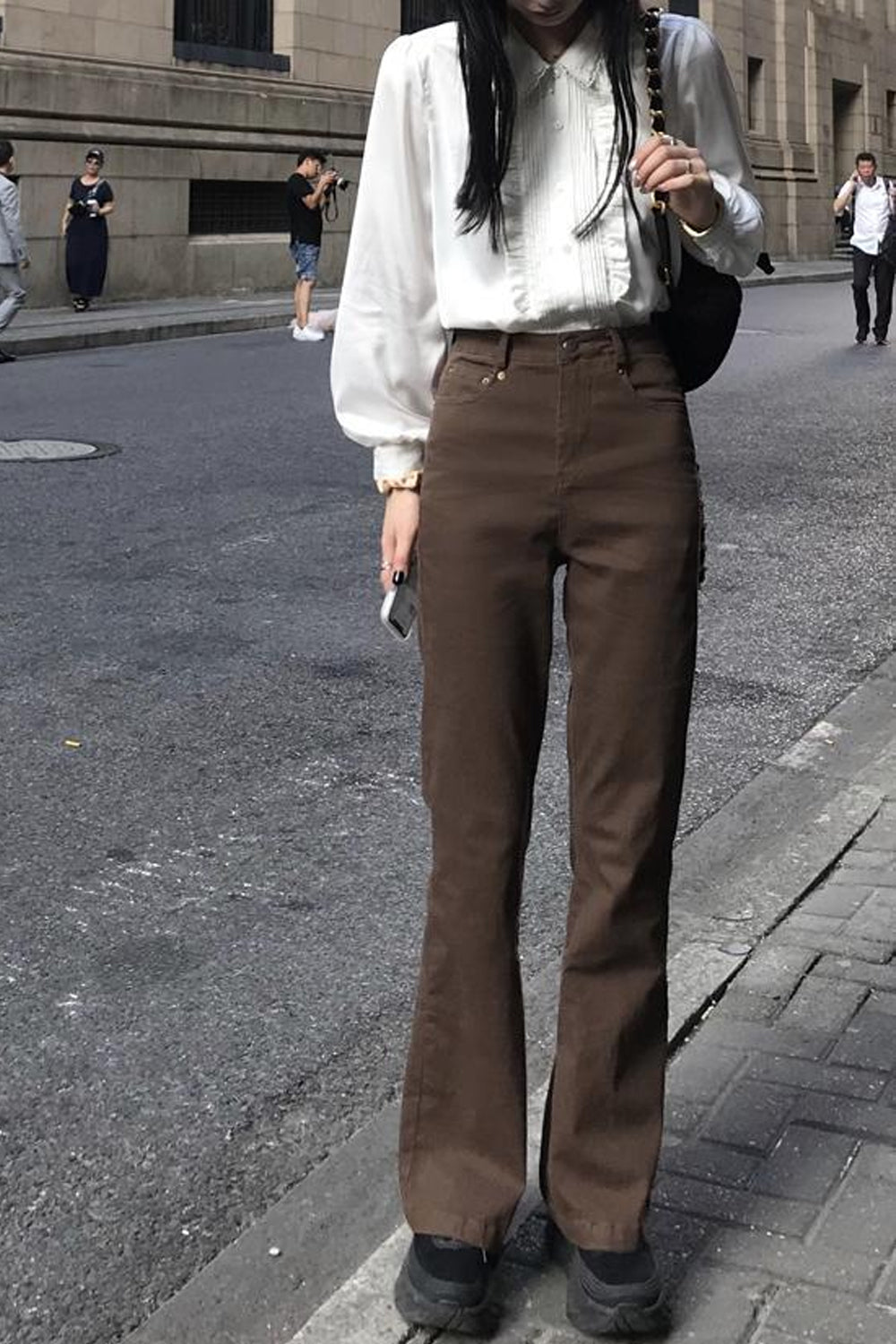 High Waist Retro Brown Jeans Pants