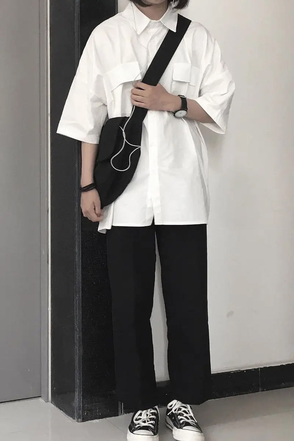 Short Sleeve Double Pockets Basic Blouse Shirts