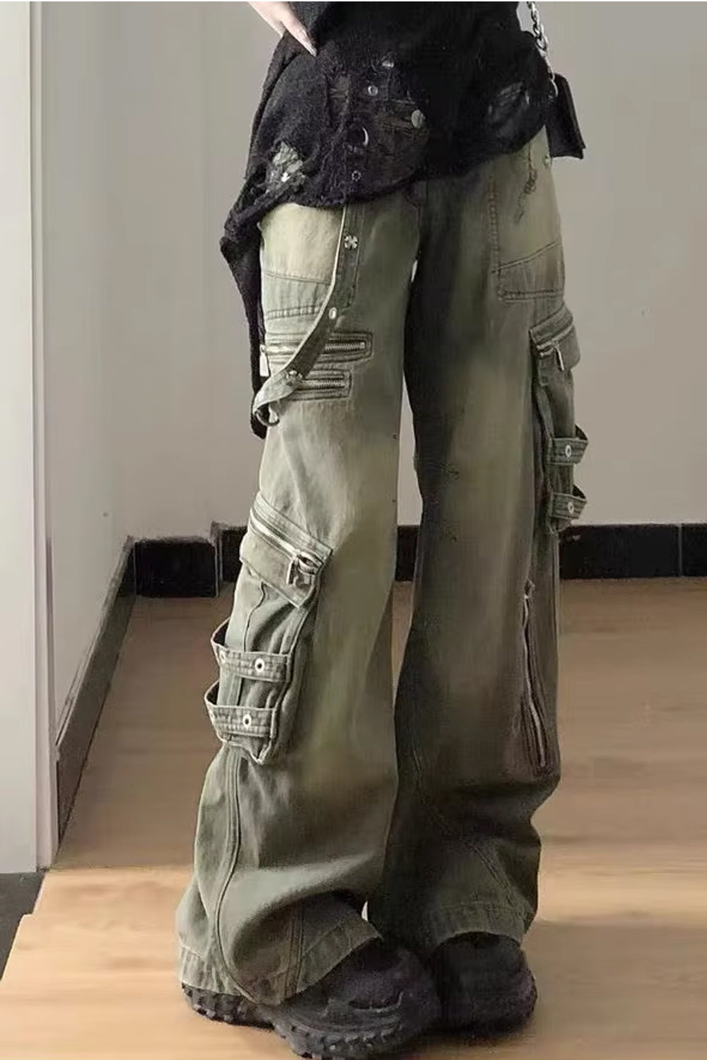Loose Hip Hop Punk Retro Washed Cargo Jeans Pants