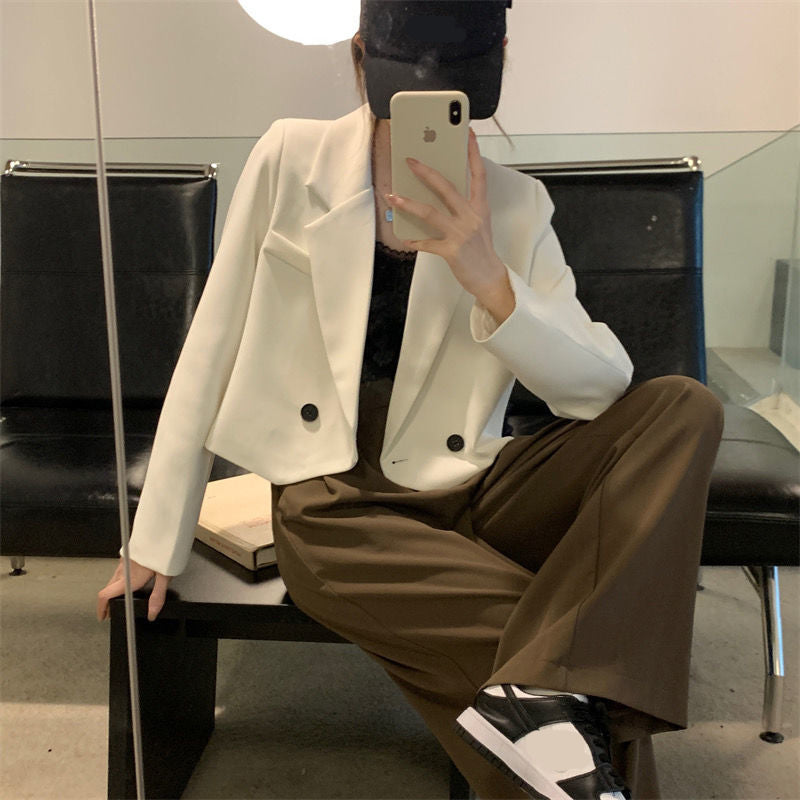 Cropped Style Casual Simple Blazers