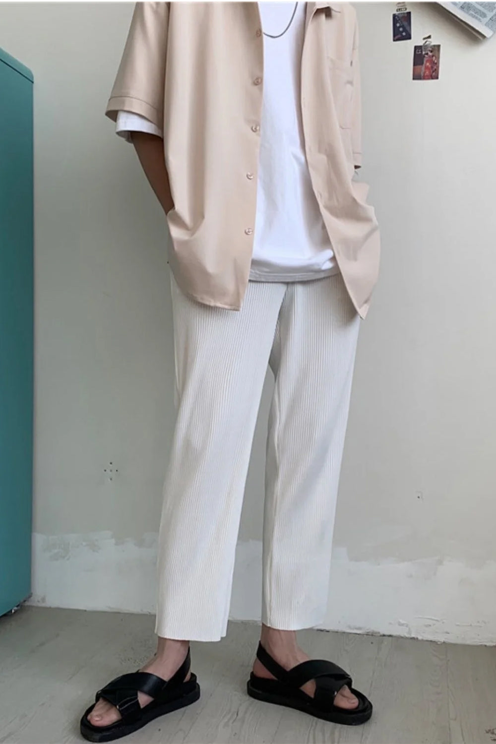 Loose Pleated Style Long Men Pants