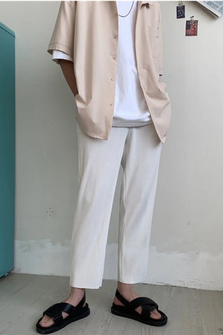 Loose Pleated Style Long Men Pants